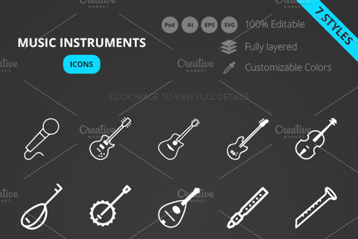 Music Instruments Icon Set, an Icon by Creative Workman