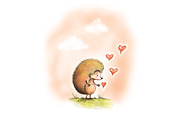 Hedgehog & Love Hearts Illustration, an Animal Illustration by Shadowspark (Thumbnail 2 of 3)