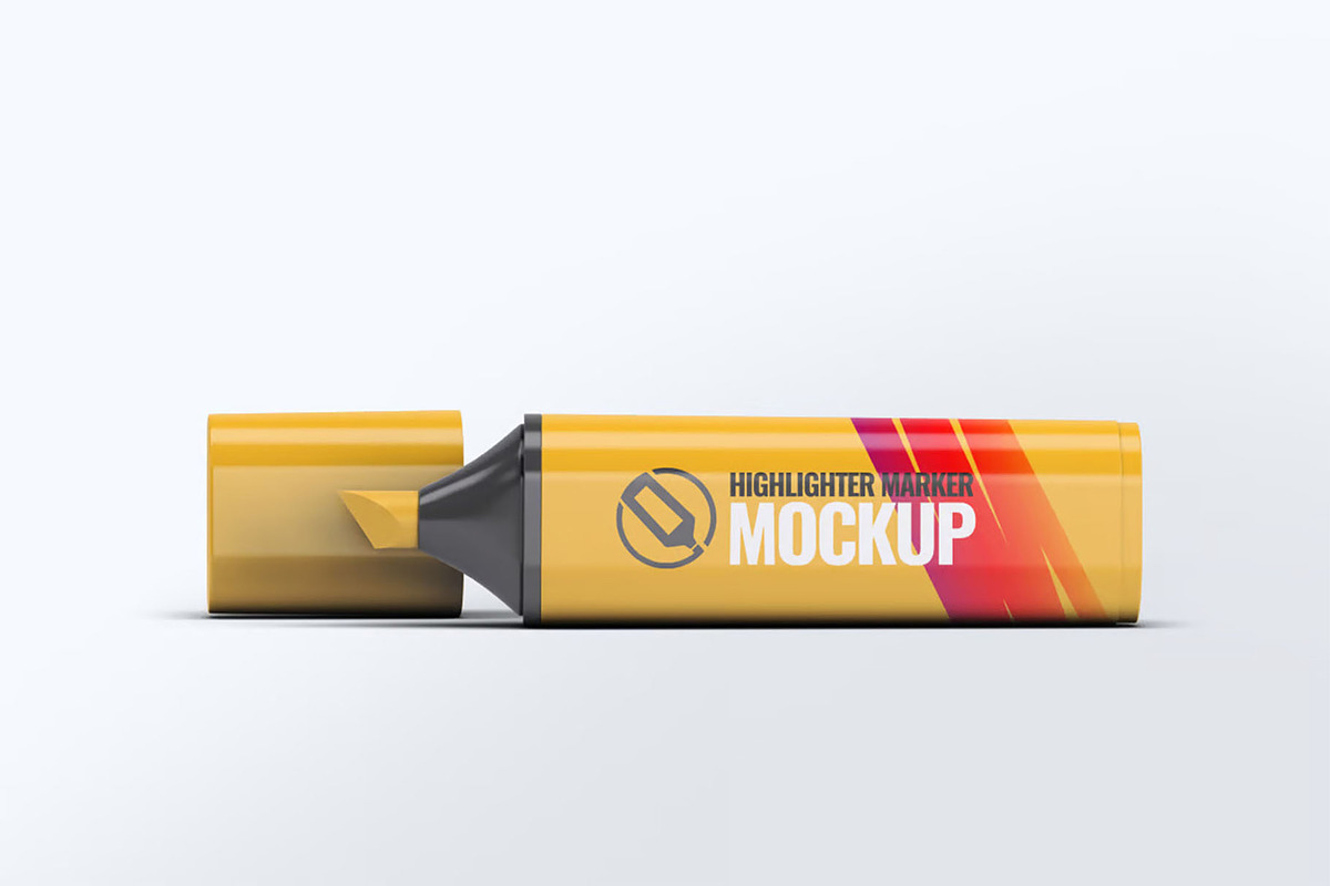 Highlighter Marker Pen Mock-Up, a Pens & Pencil Mockup by DesignRushMarket (Photo 4 of 8)