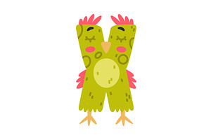 Bird alphabet X capital letter, an Education Illustration by TopVectors