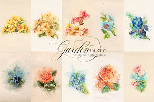 Garden Party Watercolor Graphics