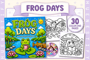 Frog Day Bold and Easy Coloring Book