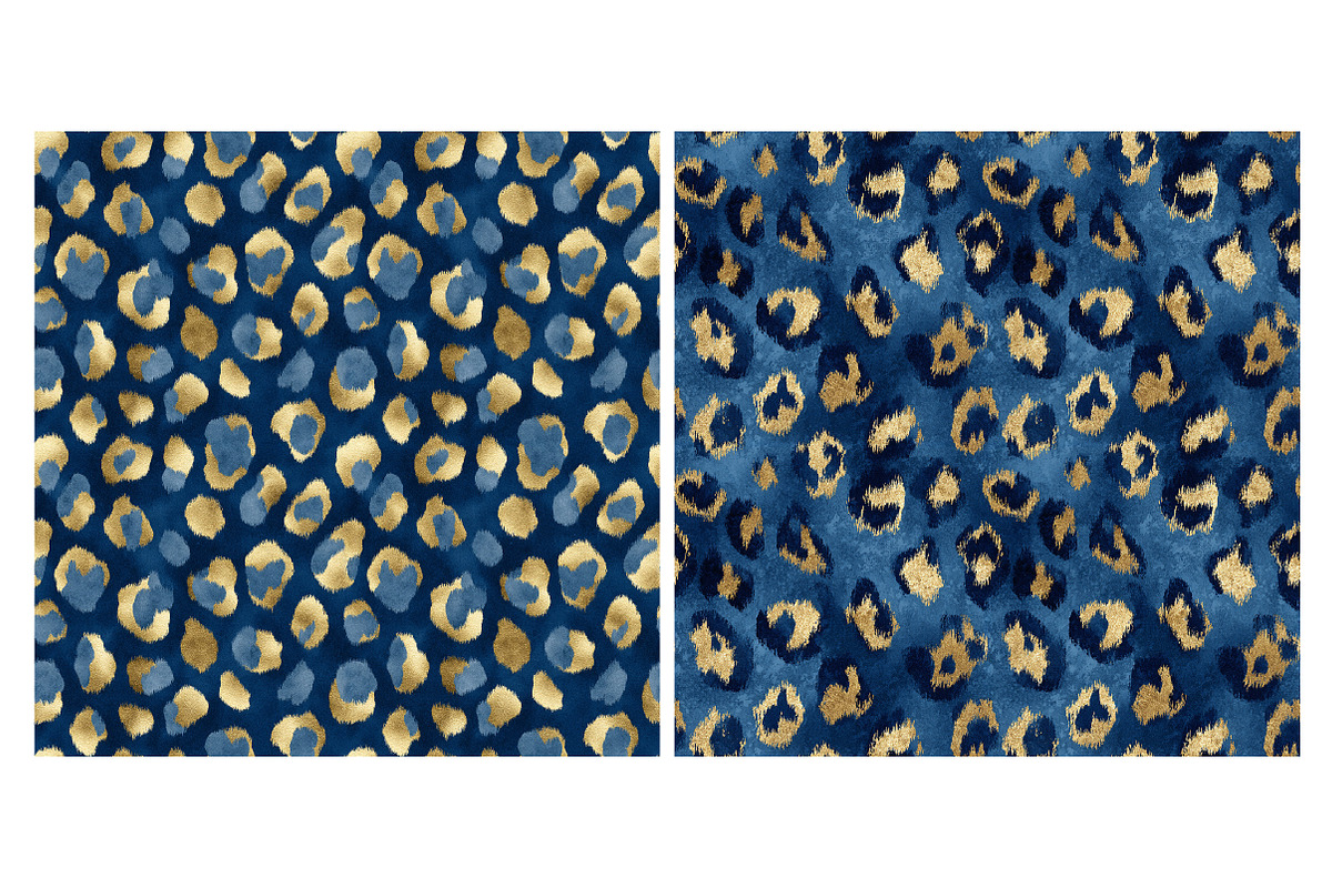 Blue and Gold Leopard Digital Paper, an Illustration by Daily.Designs (Photo 4 of 5)