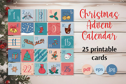 Christmas Advent Calendar 25 Cards, a Card Template by AnnaViolet_store