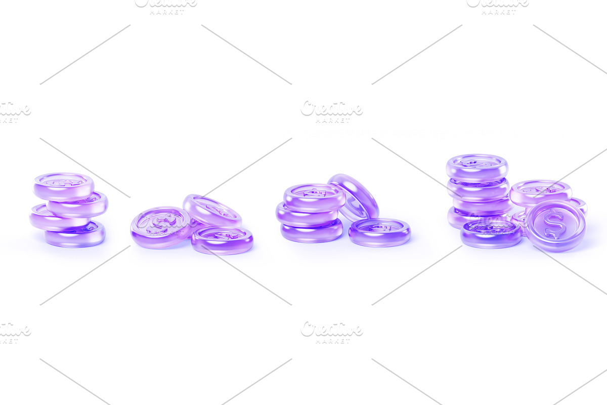 Glass holographic coin stack of, a Finance Illustration by Marozhkastudio