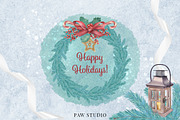 Christmas Wreaths Xmas Tree Clipart, an Illustration by PawGraphic (Thumbnail 10 of 10)