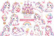 Pastel Unicorn Clipart Bundle, an Animal Illustration by Villa 11 Estudio (Thumbnail 1 of 3)