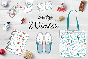 Christmas Floral Pattern & Elements