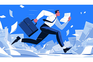 Businessman paperwork. Cartoon man, a Person Illustration by Stock-Smart-Start