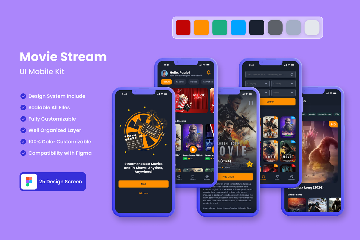 Movie Stream App Mobile UI KIT, an App Template by UICreative (Photo 1 of 4)