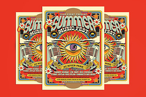 Retro Psychedelic Summer Music Festi