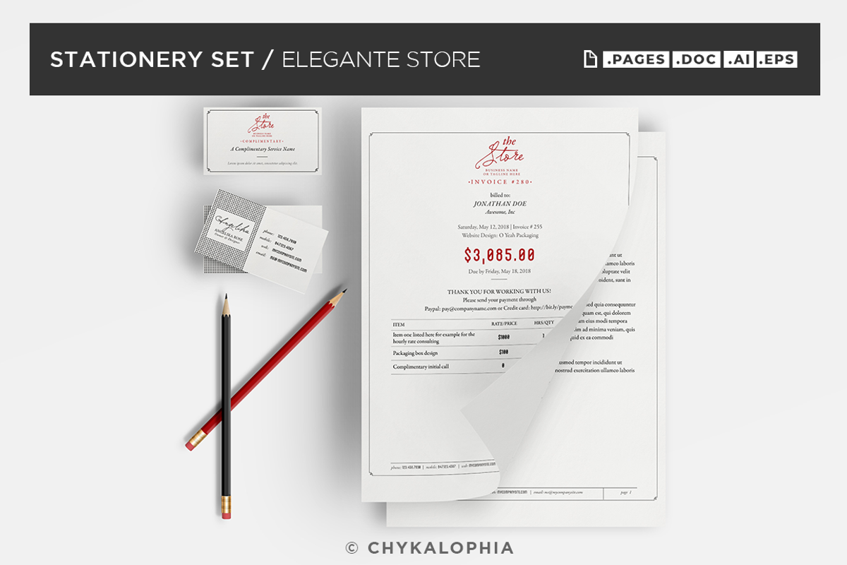 Elegante Store Stationery Set, a Stationery Template by theBrandLab.io (Photo 3 of 3)