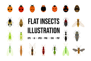 Flat Insects Illustration, an Animal Illustration by Buqancreative