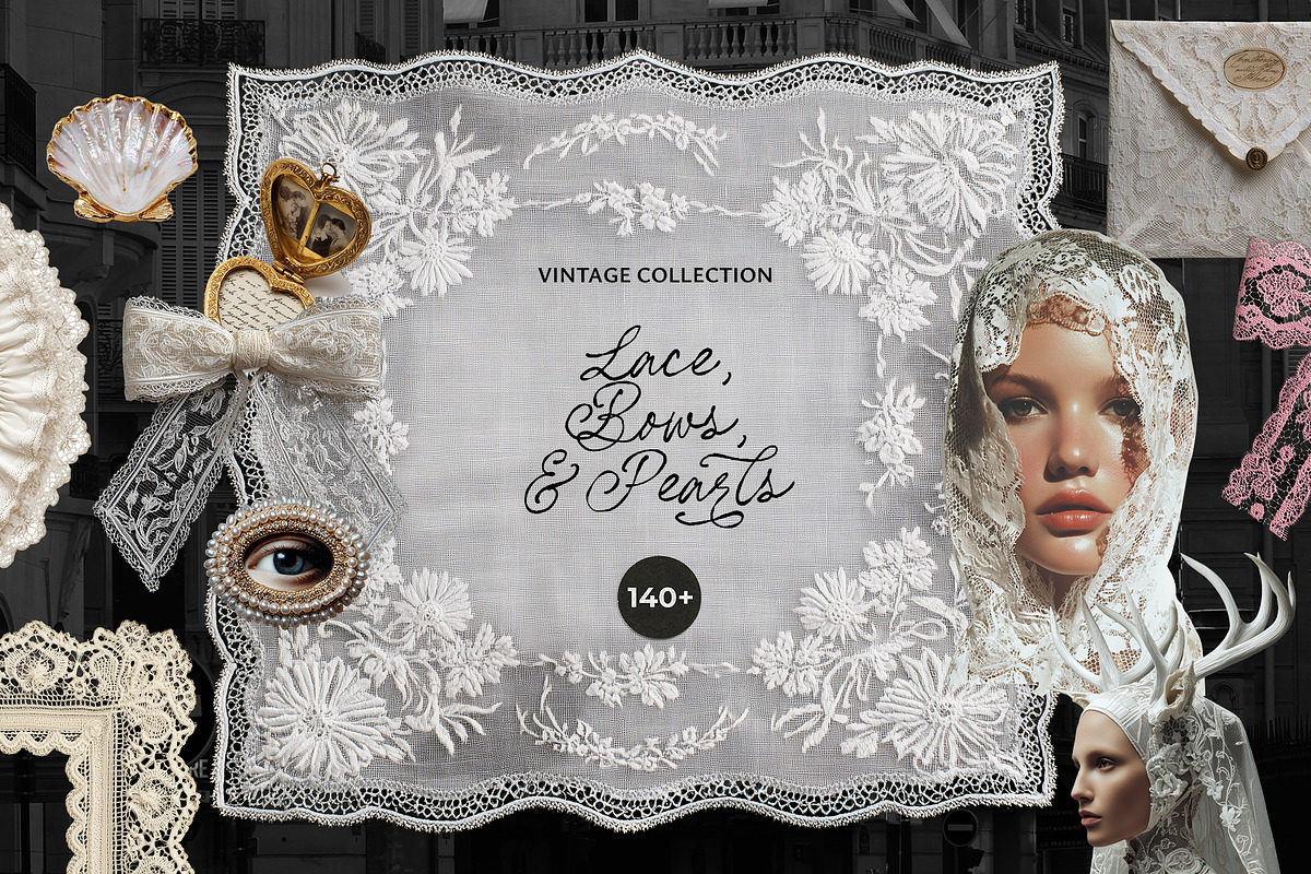 Vintage Lace, Bows & Pearls, an Object Graphic by Lana Elanor (Photo 1 of 12)