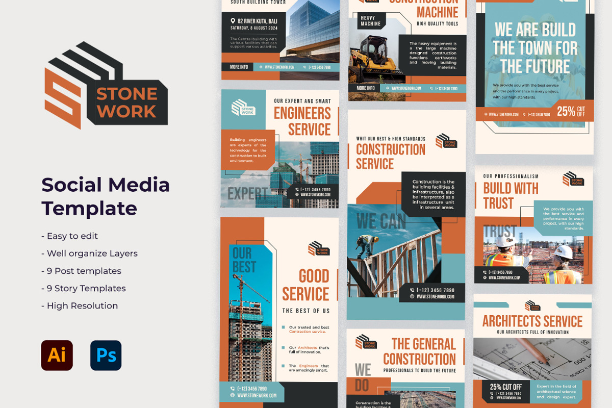 Stone Work Construction, a Social Media Template by kerismaker (Photo 1 of 3)