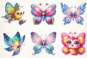 Adorable Butterfly Watercolor Clipar, an Illustration by DreamCafeArt (Thumbnail 3 of 5)