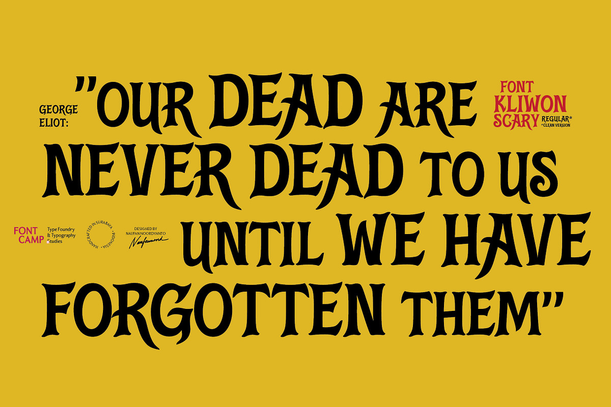 Kliwon Scary Font, a Serif Font by Fontcamp Type Foundry (Photo 10 of 13)