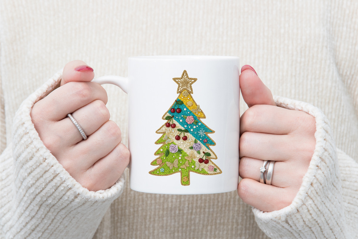Colorful Glitter Yarn Christmas Tree, an Illustration by designcity5 (Photo 7 of 8)