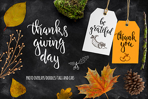 Thanksgiving overlays, cards, doodle