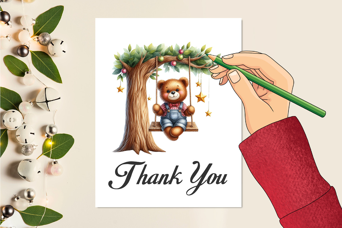 Watercolor Funny Teddy Bear Clipart, an Illustration by CraftArtStudio (Photo 5 of 5)