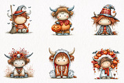 Halloween Highland Cow Clipart, a Seasonal Illustration by fashionaddict (Thumbnail 2 of 7)