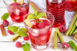 Raspberry rhubarb iced tea or lemonade, a Food & Drink Photo by Rimma