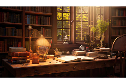 lamp cozy study ai generated, a School & Education Photo by pikepicture