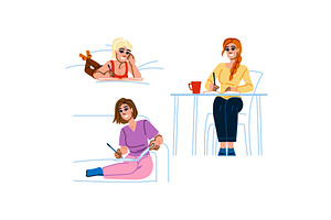 mindfulness journaling woman vector, a Person Illustration by pikepicture