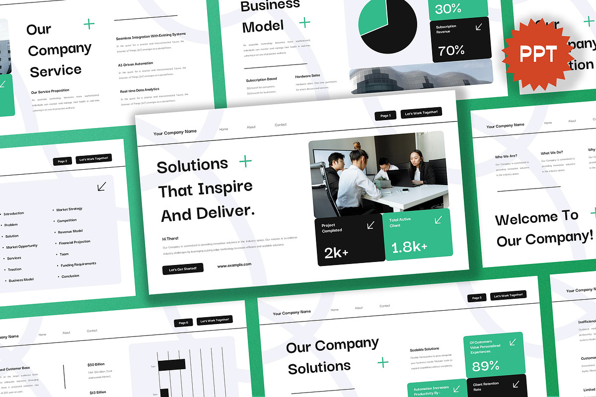 White Green Pitch Deck PPT, a Presentation Template by Aiyari Graphic (Photo 1 of 5)
