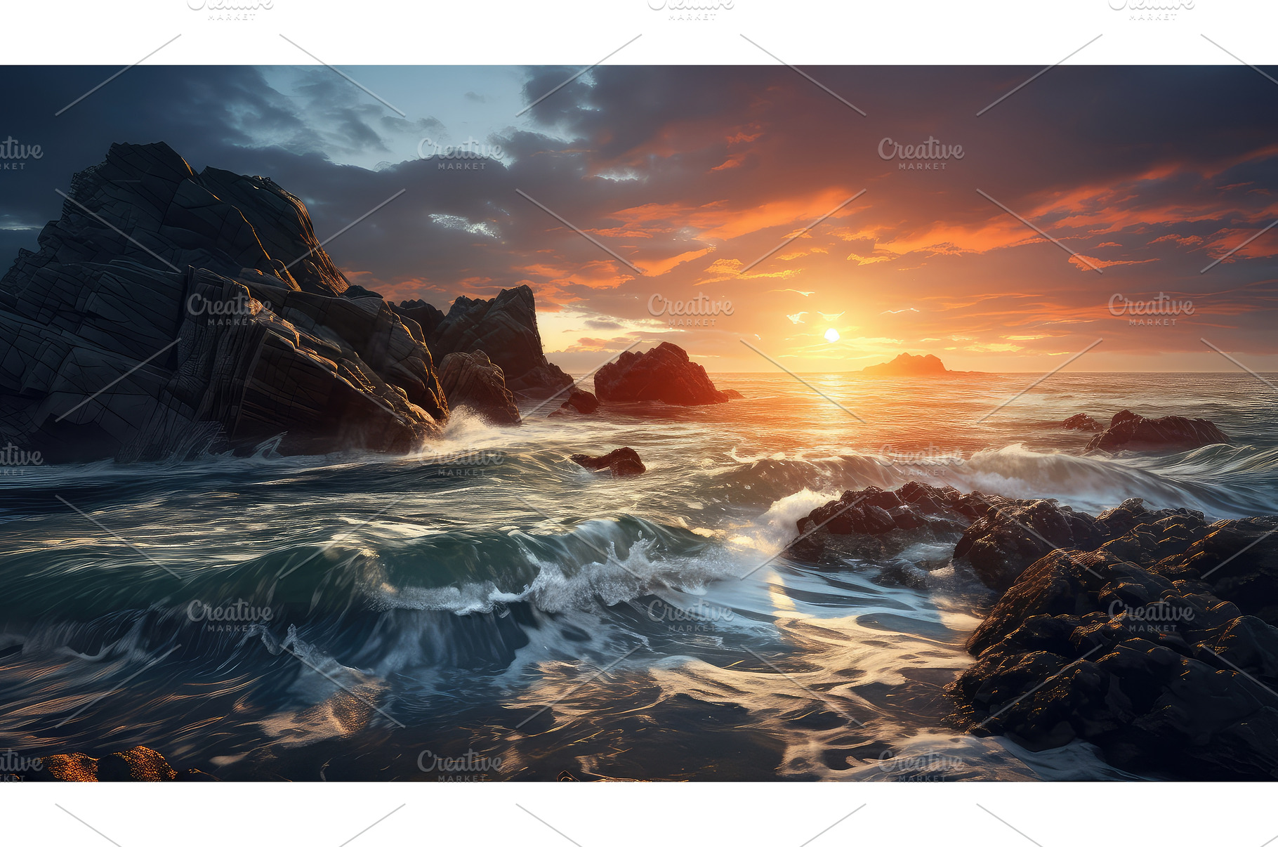 coast water sunset ocean landscape, a Nature Photo by pikepicture