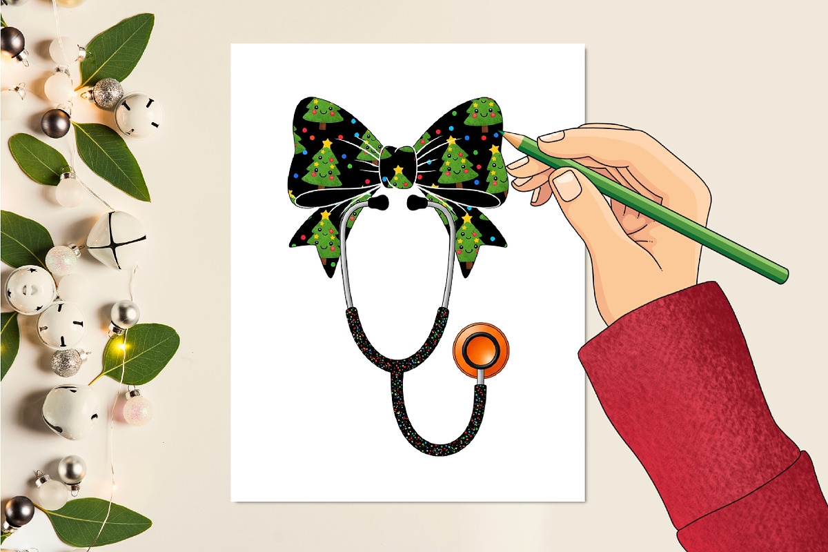 Christmas Nurse Coquette Bow Png, a Seasonal Illustration by Rose Art (Photo 3 of 4)