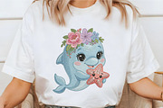 Cute Dolphin Embroidery Design, an Illustration by designcity5 (Thumbnail 2 of 4)