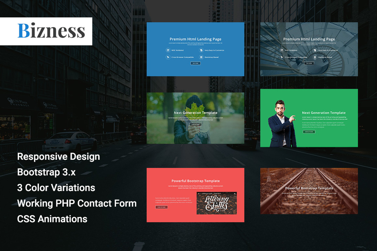 Bizness- Corporate Html Landing page, a Bootstrap Template by Pennyblack Templates (Photo 1 of 7)