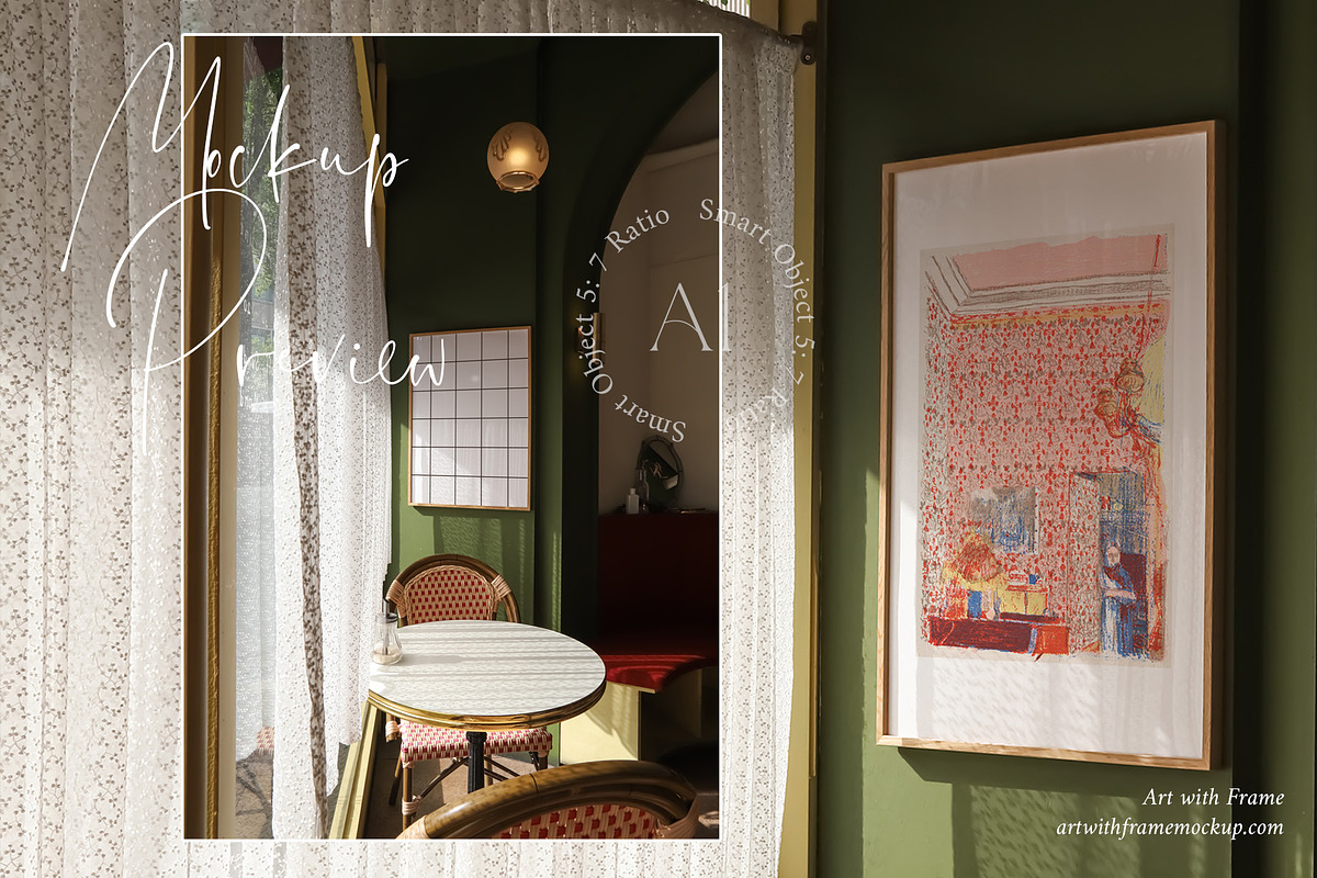 Aesthetic Paris Cafe - Frame Mockup, a Product Mockup by ArtwithFrame (Photo 7 of 21)