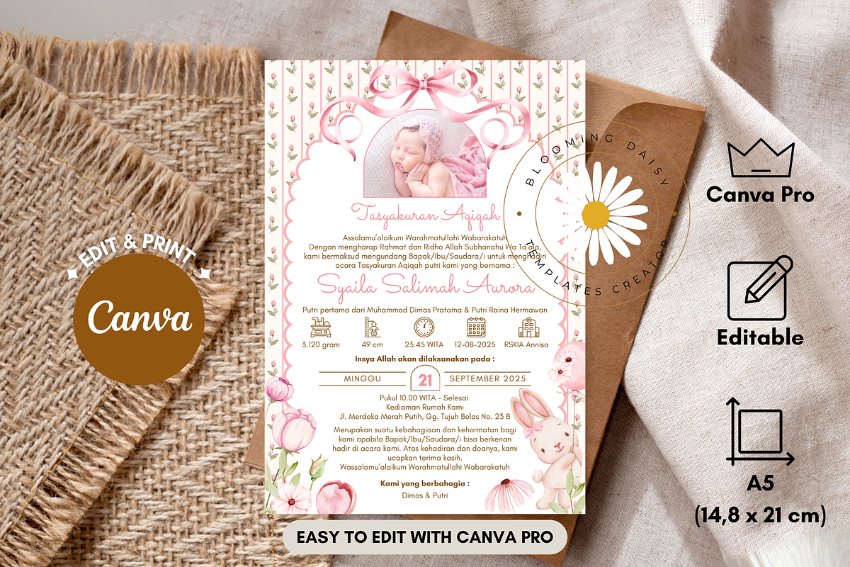 Pink Coquette Bunny Baby Shower, an Invitation Template by Blooming Daisy (Photo 1 of 3)