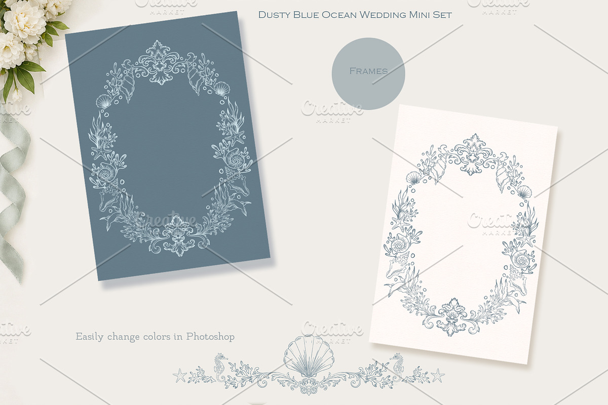 Blue Ocean Wedding Set, a Seasonal Illustration by AlenaVlasko stock Market (Photo 2 of 7)