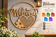 Welcome Heart Flower Laser Cut SVG, an Object Graphic by DreamCafeArt (Thumbnail 1 of 3)