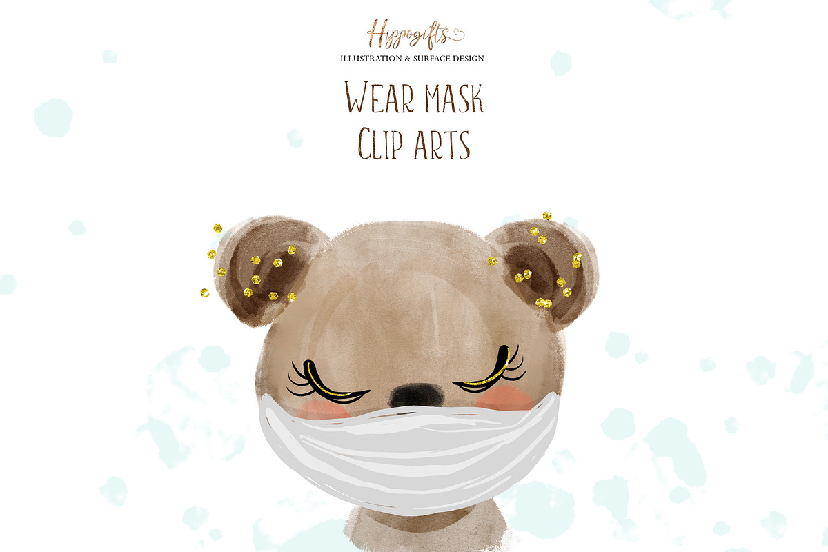 Animals wear mask cliparts, an Animal Illustration by TheHappyGiftArt (Photo 4 of 6)