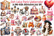 Ooh LaLa Paris Watercolor Clipart, an Illustration by Sublimation Artist (Thumbnail 1 of 6)
