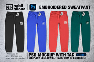 Embroidered Sweatpant PSD Mockup