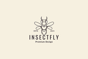 Lines Hipster Fly Insect Logo Symbol