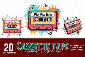 Retro Vintage Music Cassette Tape, an Illustration by Sofia's Fashion