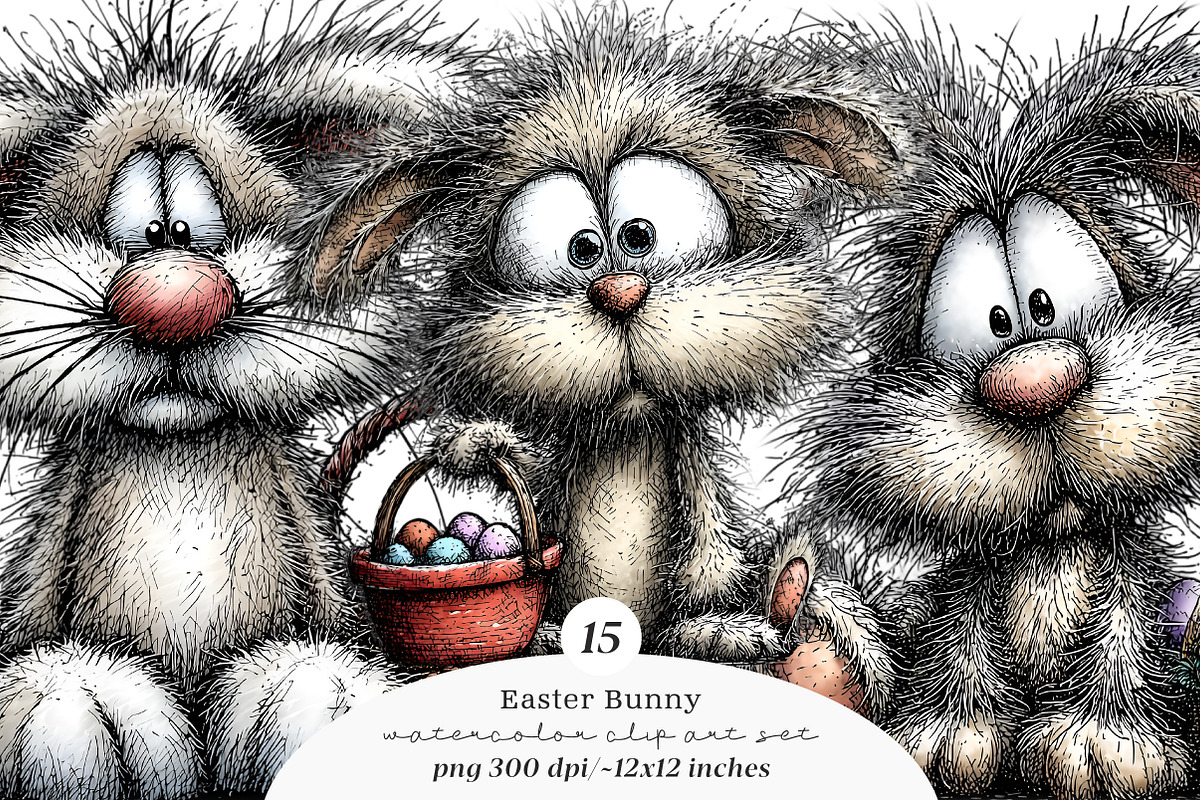 Watercolor easter bunny clipart, an Illustration by SinaCreation (Photo 1 of 11)