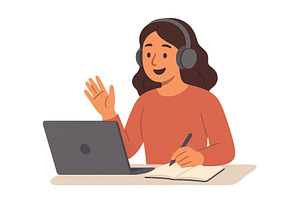 Woman engages in online learning, an Education Illustration by ZinetroN