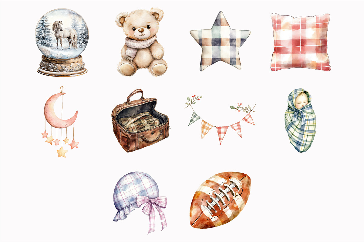 Watercolor Teddy Bear Nursery Clipar, an Illustration by Design Market (Photo 5 of 5)