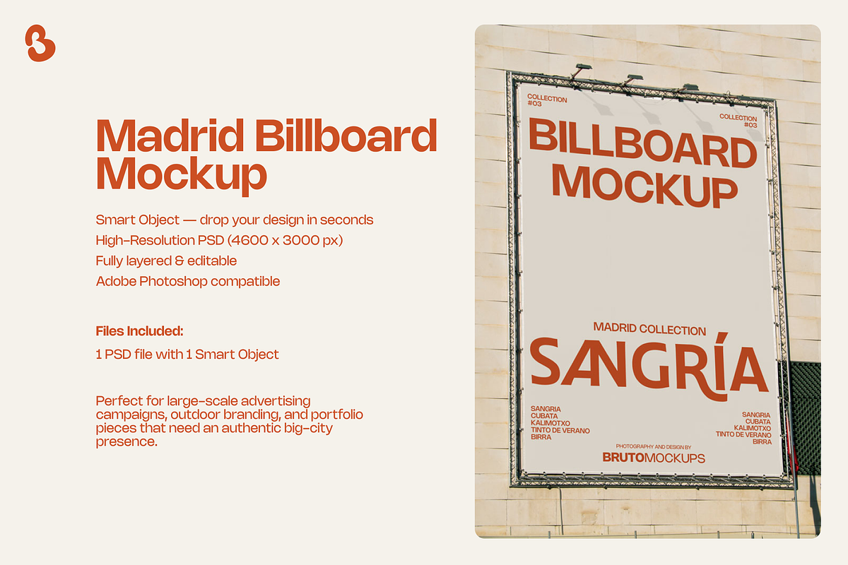 Madrid Billboard Mockup PSD, an Advertising Mockup by Bruto Mockups (Photo 2 of 3)