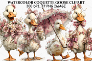 Watercolor Coquette Goose Clipart, a Seasonal Illustration by Canvas Craft (Thumbnail 1 of 6)
