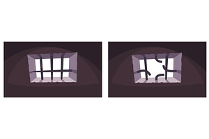 Whole and broken bars of prison, an Object Illustration by YummyBuum