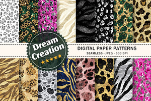 Glitter Animal Print Digital Paper