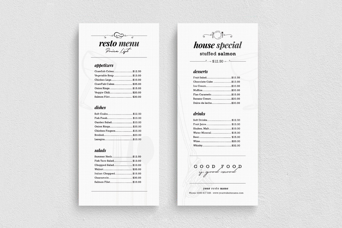 Restaurant Menu Price List Template, a Flyer Template by Touringxx ...